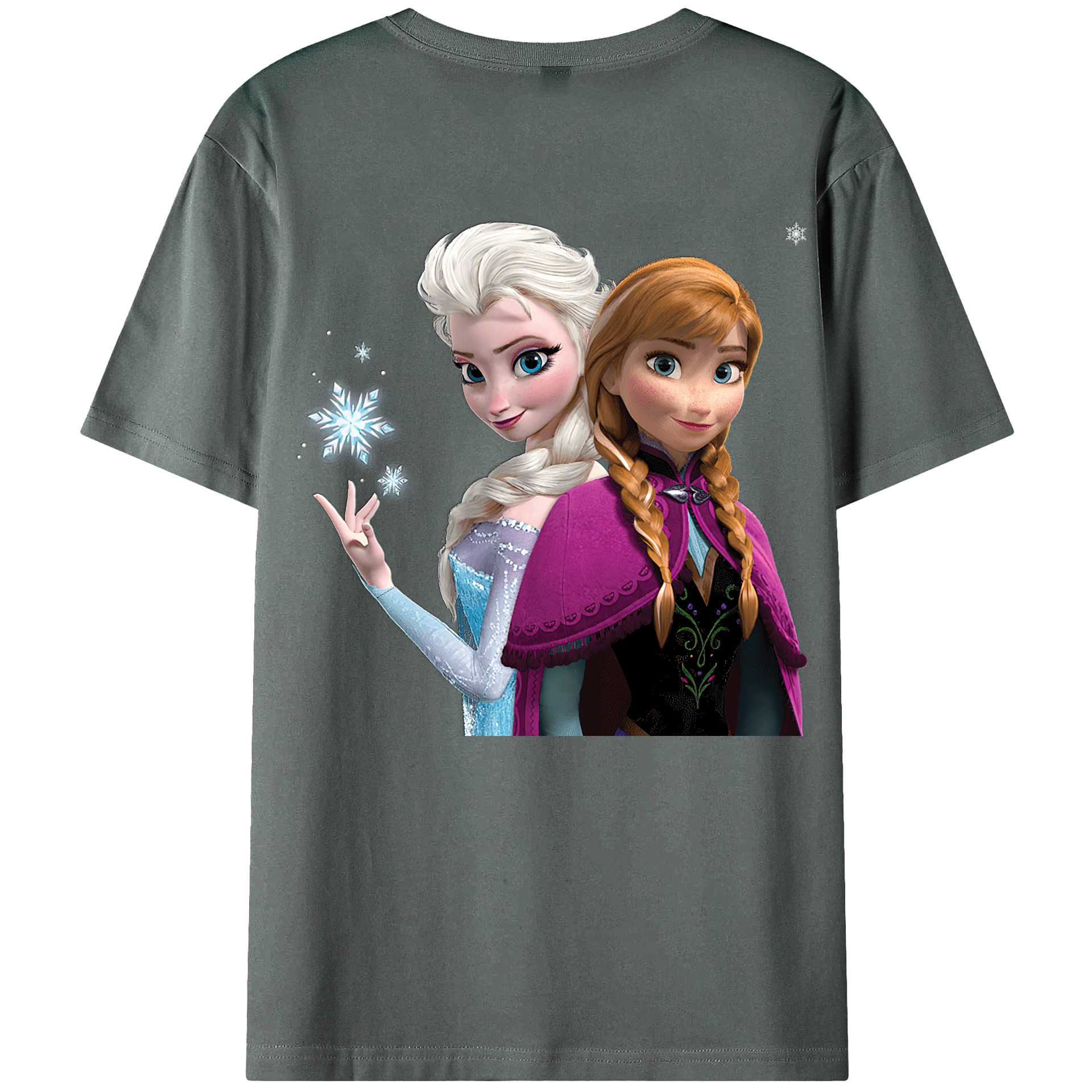 （画像用） アナと雪の女王 アンナ エルサ Frozen Anna Elsa 綿100％半袖Tシャツ（背面プリント）